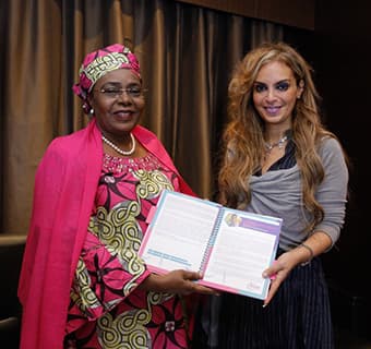Dr Rasha Kelej, CEO of Merck Foundation Meeting with H.E. First Lady of the Republic of Niger Madame Aissata Issoufou Mahamadou during Merck Africa Asia Luminary 2019